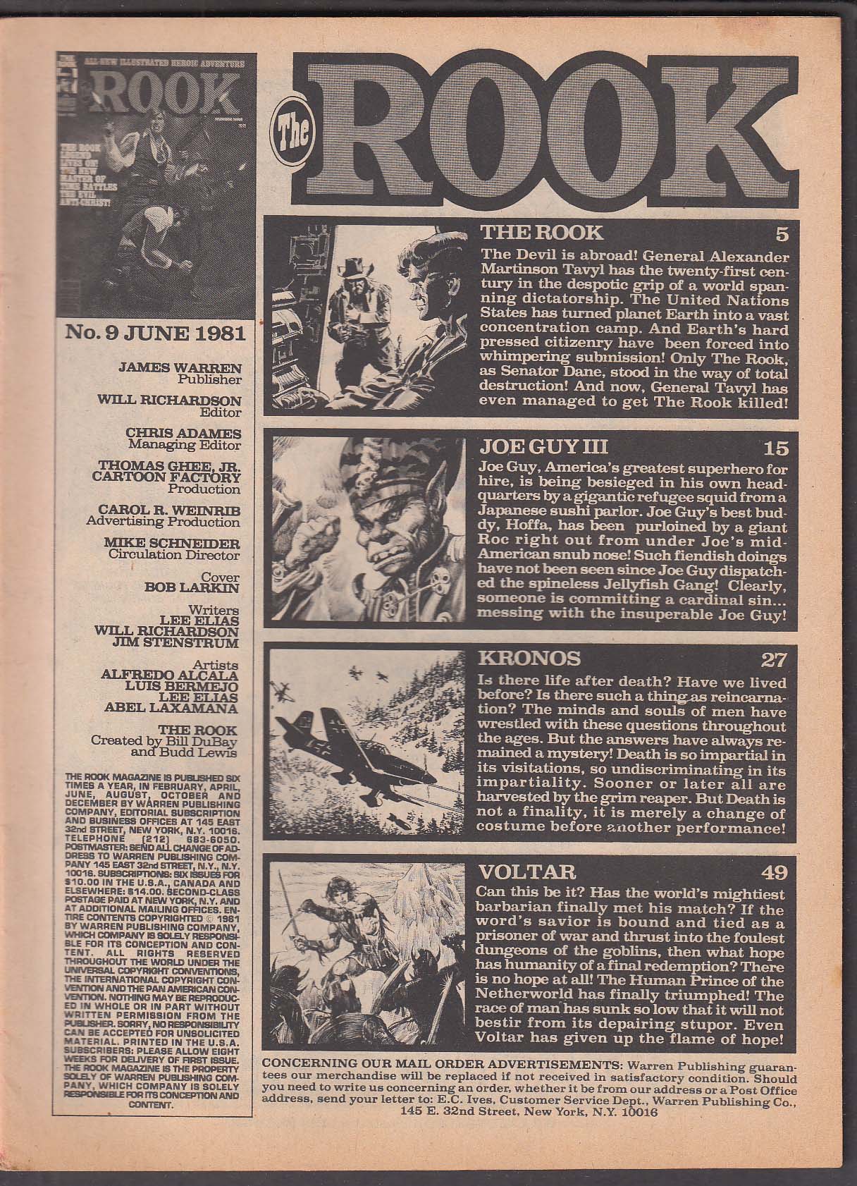 The ROOK #9 Warren comic magazine 6 1981