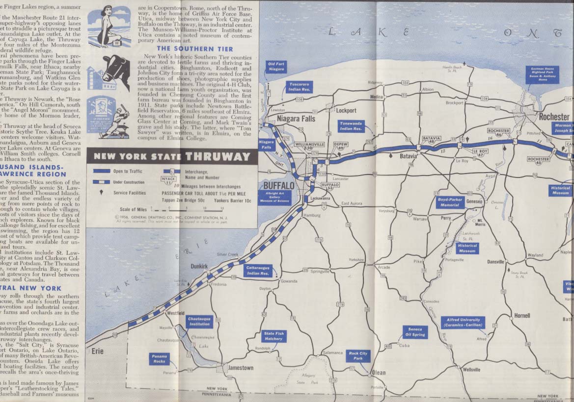 New York Thruway Main Street of the Empire State map 1956 edition