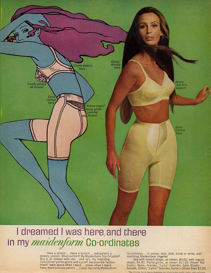 I Dreamed I Was Here And There In My Maidenform Coordinates Bra And Girdle Ad 1968