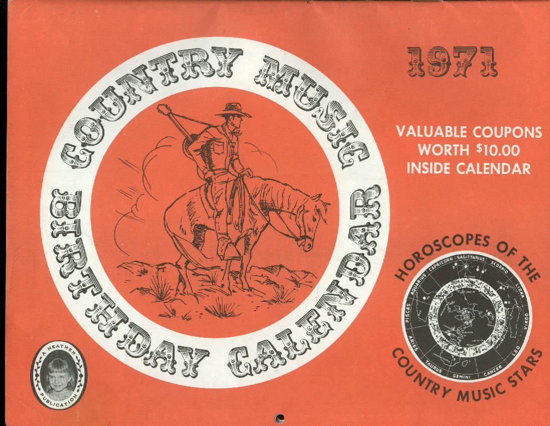 Country Music Birthday Calendar 1971 with Horoscopes; Tammy