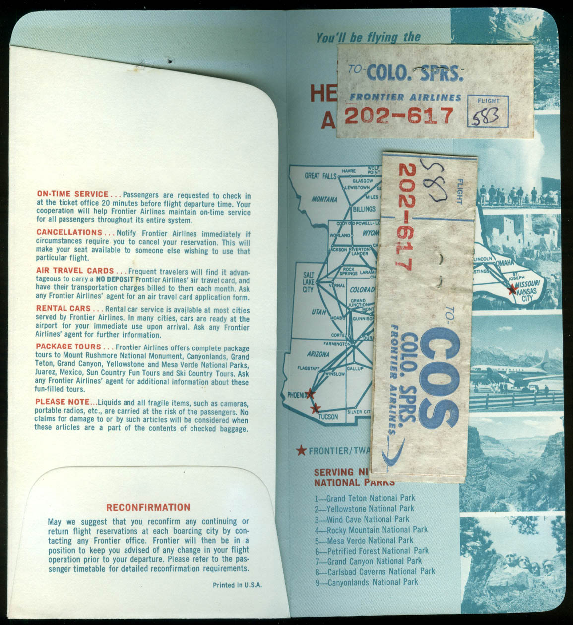 frontier-airlines-airline-ticket-wrapper-flown-colorado-springs-1965