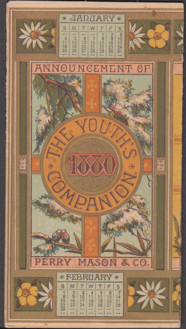 The Youth s Companion 6 panel folding calendar 1880 Perry Mason Co Boston