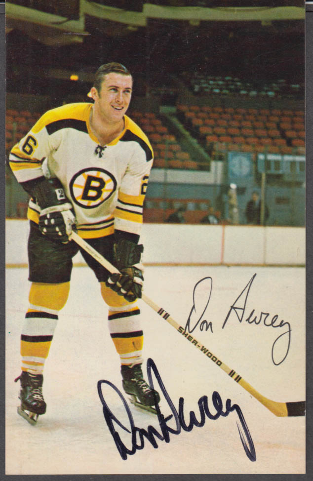 Boston Bruins Don Awrey SIGNED card 1970