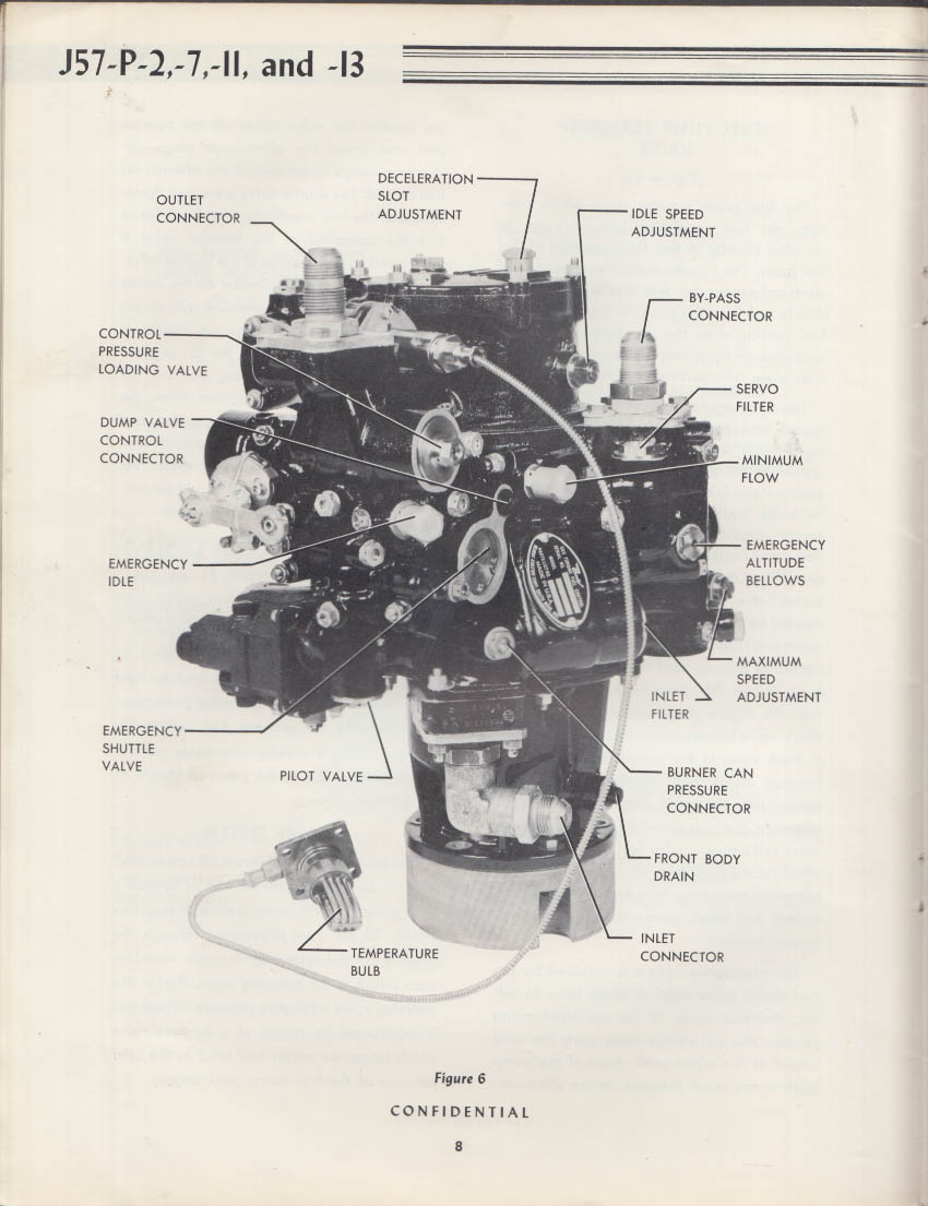 Pratt & Whitney J57-P-2 -7 -11 -13 Engines Fuel System Manual of ...