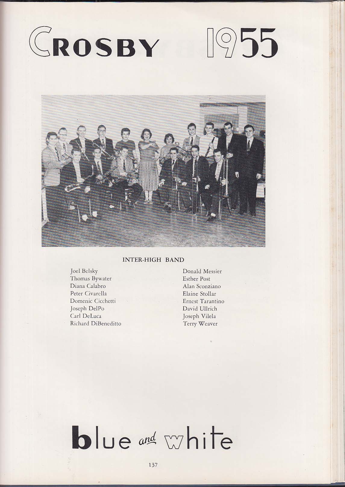 The Blue And White Class Of 1955 Yearbook Crosby High School Waterbury Ct