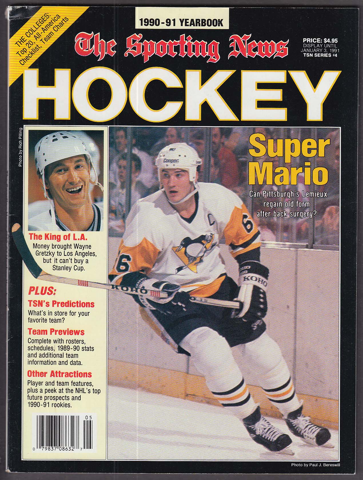 SPORTING NEWS Hockey 1990-1991 Yearbook Mario Lemieux Wayne Gretzky